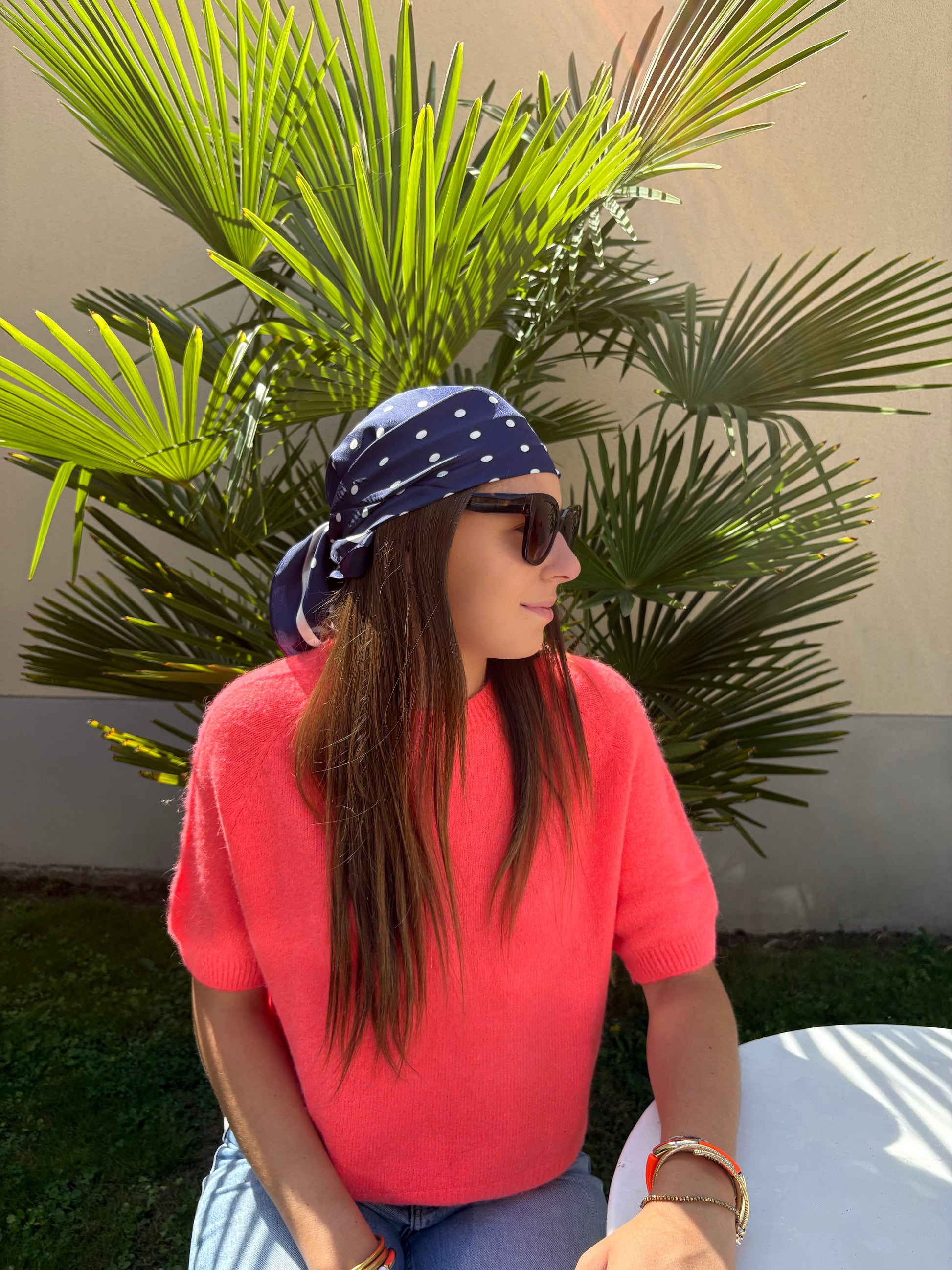 Pull corail manches courtes