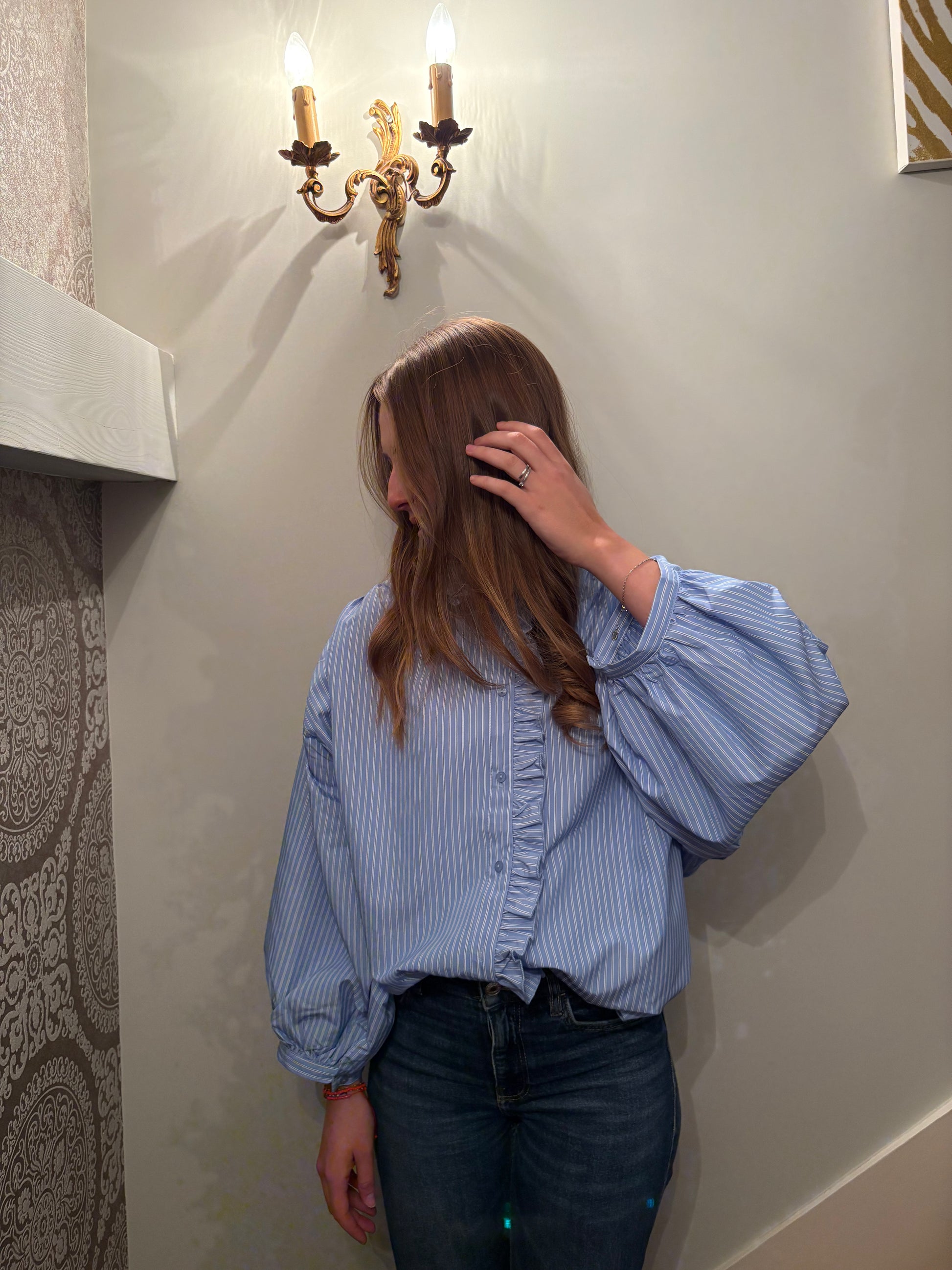 Chemisier bleu rayé