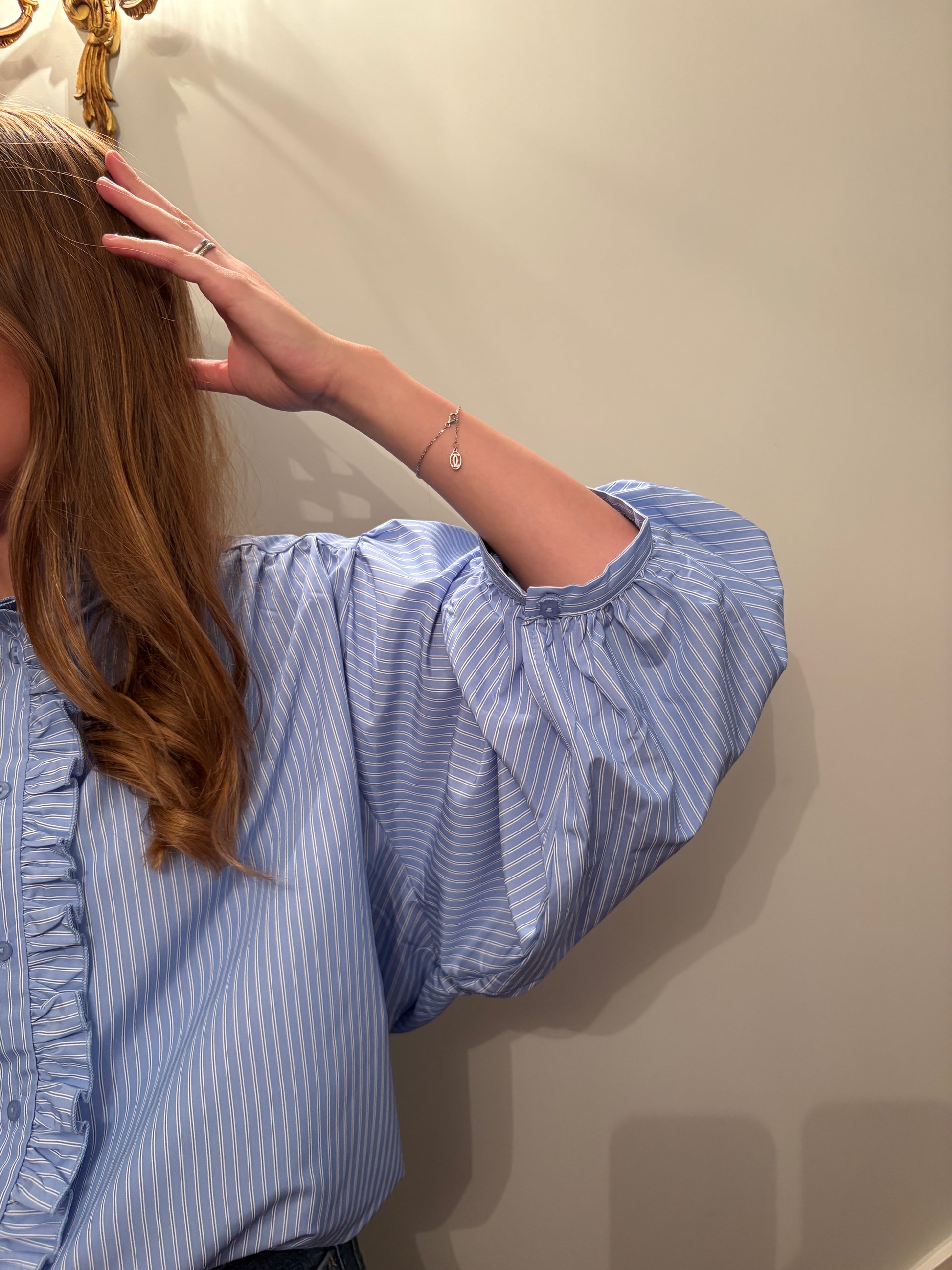 Chemisier bleu rayé