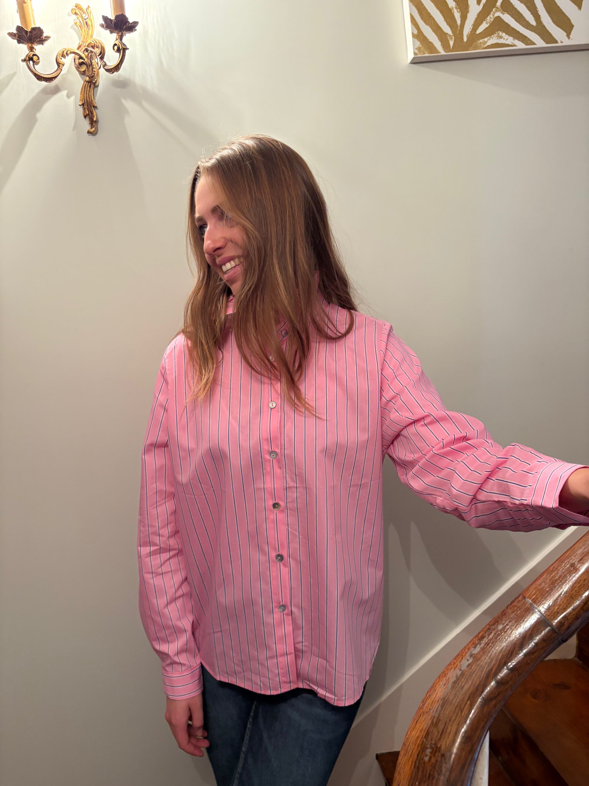 Chemisier rose rayé