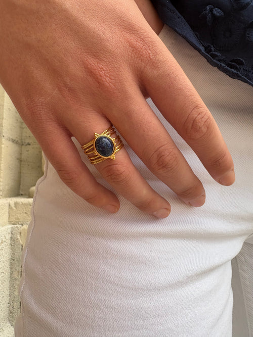 Bague pierre bleue
