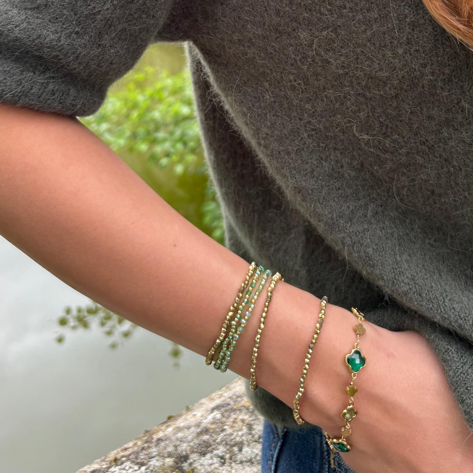 Bracelet perles vertes