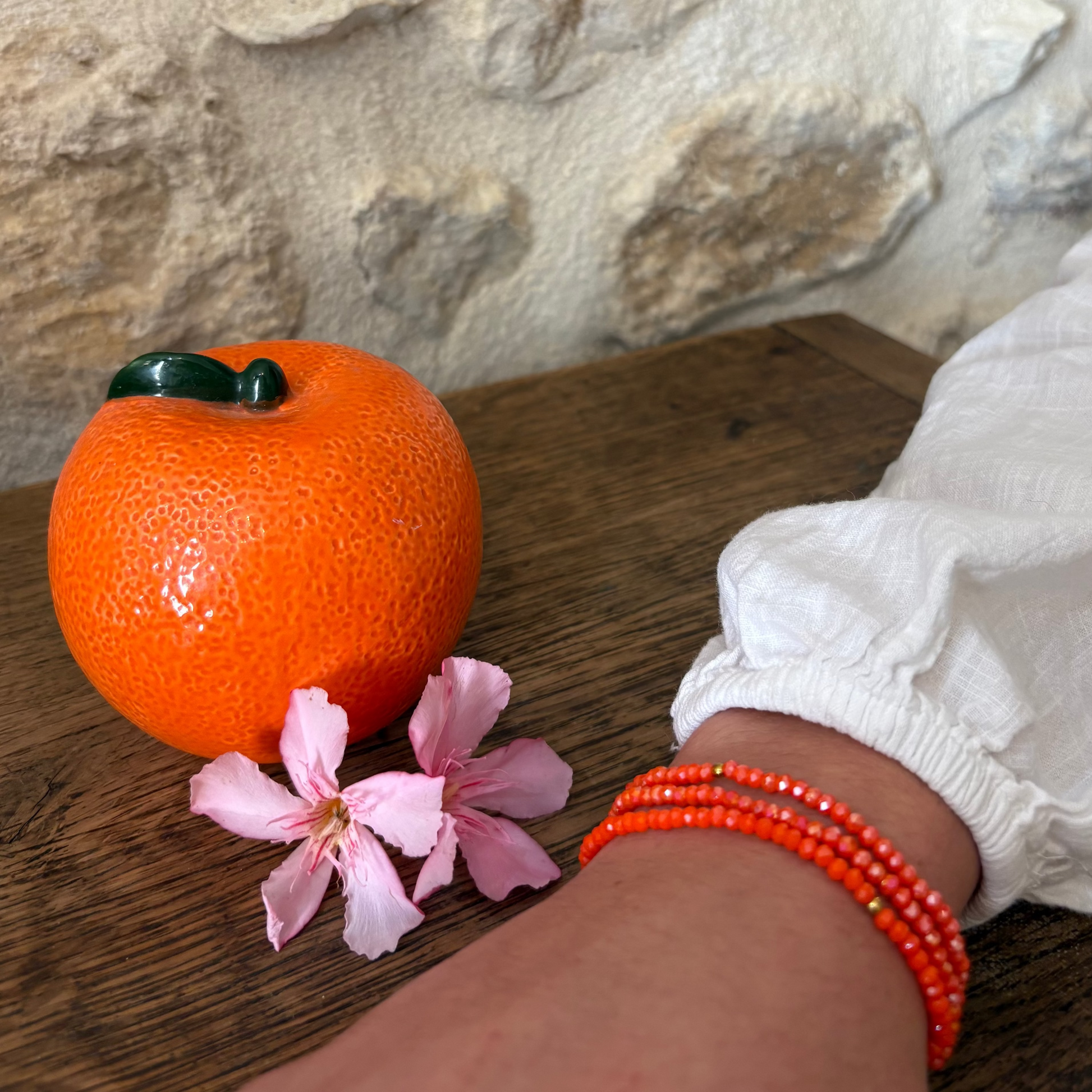 Bracelet perles orange