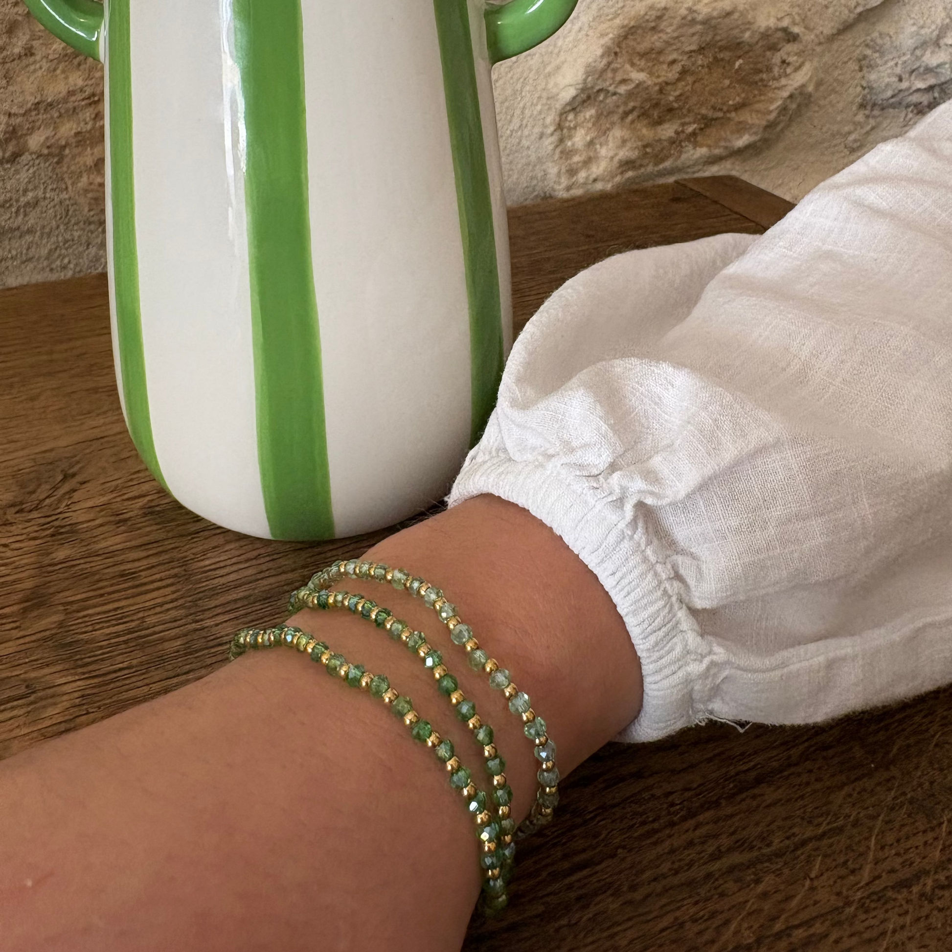 Bracelet perles vertes