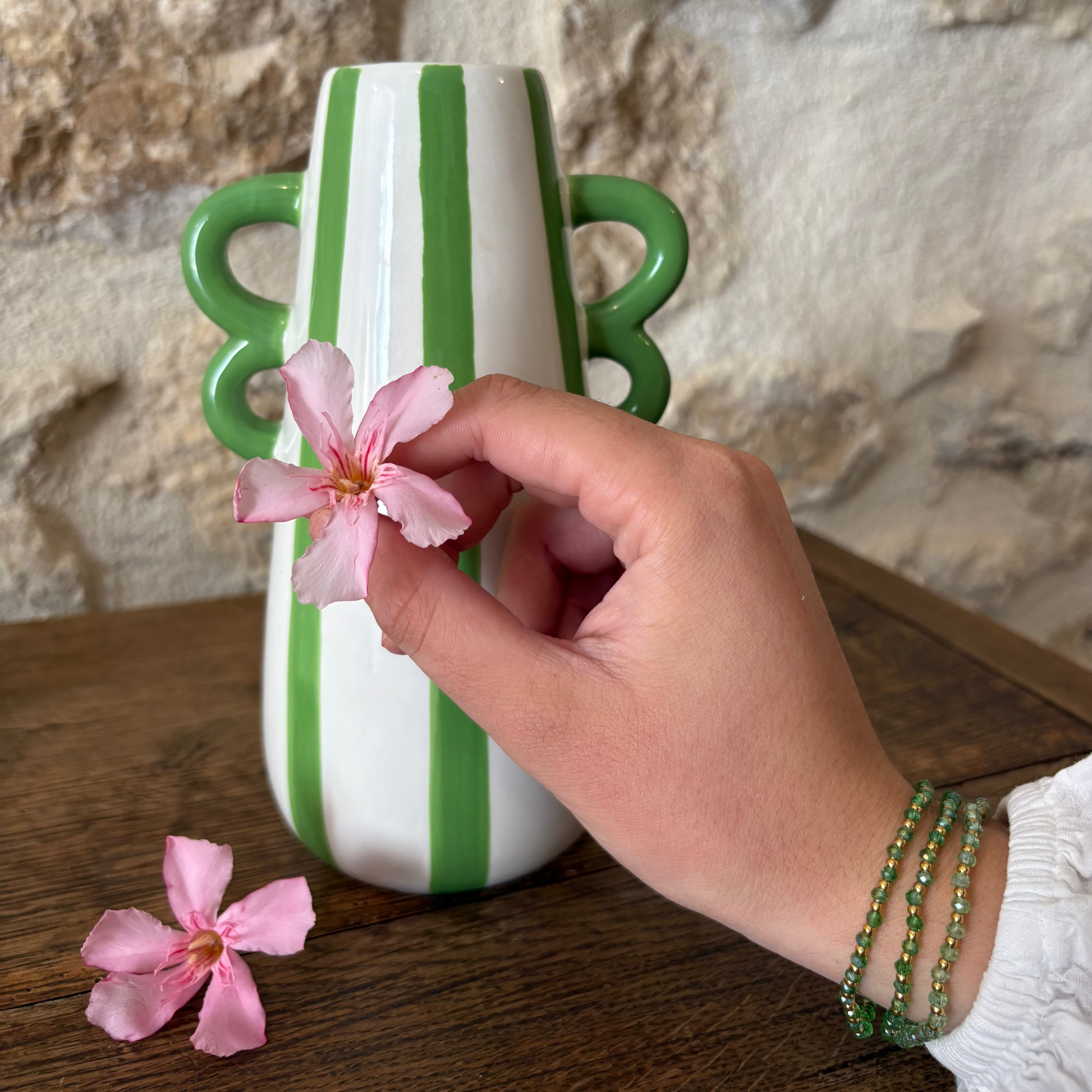 Bracelet perles vertes